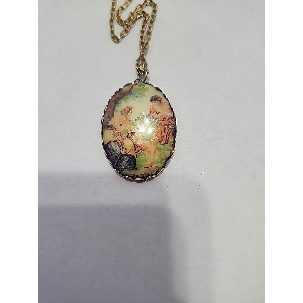 Vintage Necklace "Fragonard courting couple"